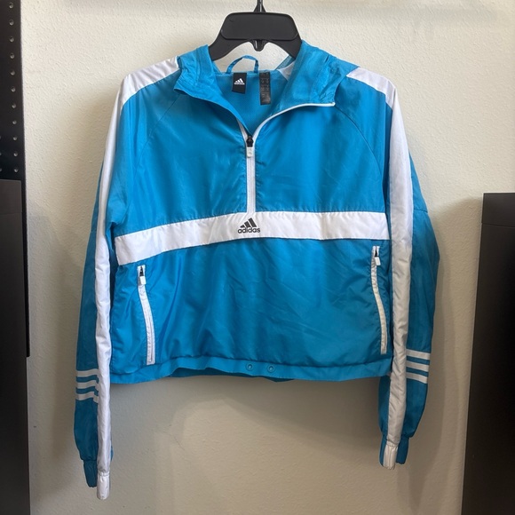 adidas Jackets & Blazers - Adidas Blue and White Windbreaker Jacket